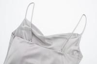 Ropa de mujer europea y americana, textura de satén de seda cuello plisado vestido Midi 9479274 808 - details 12