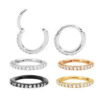 Piercing de acero quirúrgico con circonita para tabique nasal (1 unidad), piercing para la nariz y el cuerpo, colgante con clip, joyería a la moda, 8 estilos diferentes - details 1