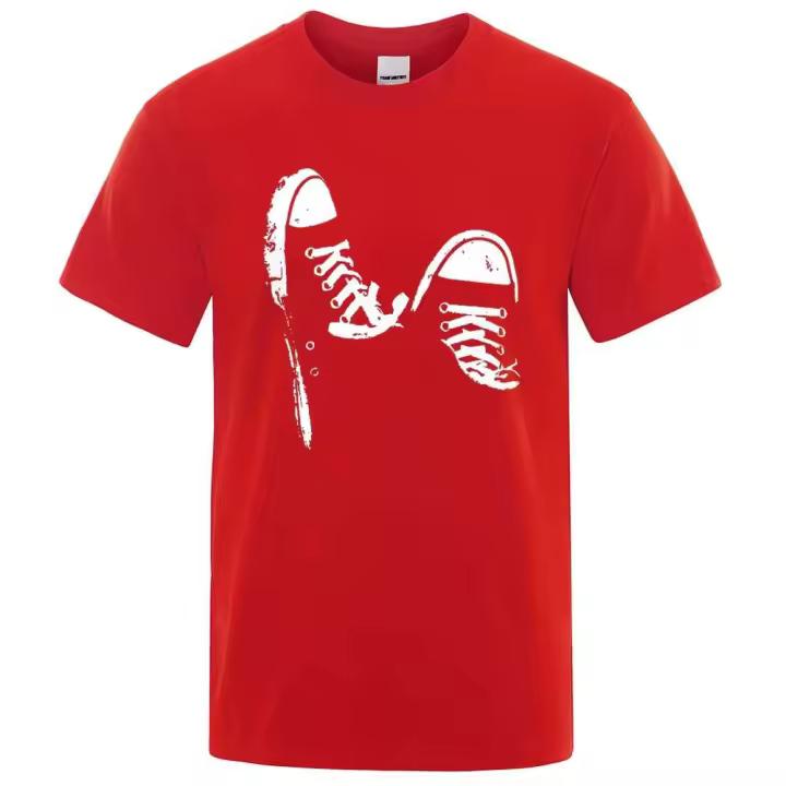 Camiseta casual de manga corta para hombre, 100% algodón, zapatos de skate, fresco, verano, precio asequible - 1