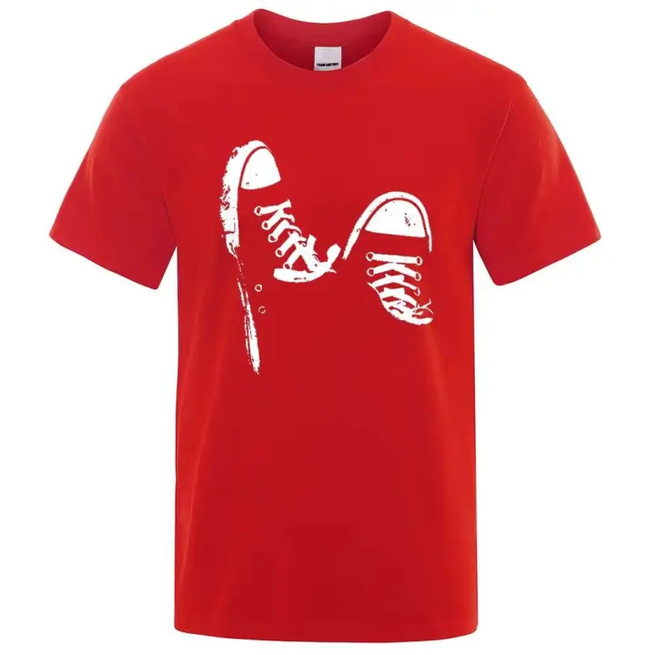 Camiseta casual de manga corta para hombre, 100% algodón, zapatos de skate, fresco, verano, precio asequible - 1