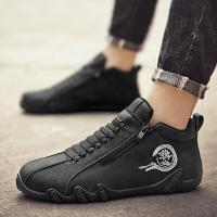 Zapatillas Deportivas Casuales para Hombres Top Media con Cremallera y Cordones, Forro de Tela Transpirable, Suela de PVC Duradera para Correr, Senderismo y Atuendo Casual - details 0
