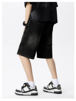 Bermudas anchas suaves y cómodas de color azul claro con cintura elástica de mezclilla Onales para hombre - details 15