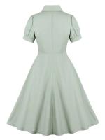 Vestido de Algodón con Botones de Perlas Hepburn Cuello Dobladillo, Cintura Alta, Estilo Vintage para Mujeres Moda 2025 - details 2
