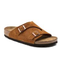 BK Birkenneth Zapatillas de forro polar para hombres y mujeres, zapatos planos de corcho con doble botonadura, prendas de vestir, zapatos de piel de vaca - details 5
