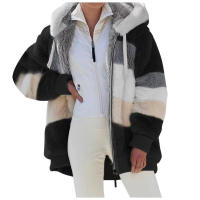 Chaqueta de invierno para mujer, sudadera con capucha de talla grande, cálida, de felpa, con relleno de bolsillo con cremallera, chaqueta holgada - details 8