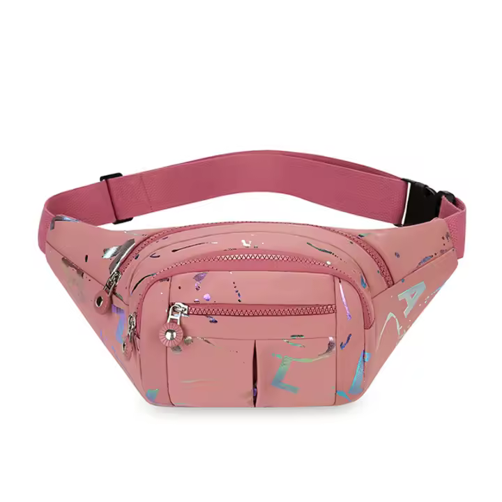Riñonera de tres capas con solapa para mujerbolso de pecho a la moda para deportes al aire librebolso de cintura con estampado de letrasbolsos cruzados de hombro para niñas - 1