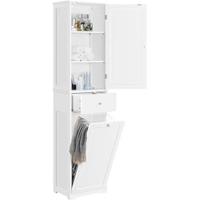 Armario Baño Mueble Auxiliar de Baño Armario de Cocina con Puerta de Cristal Armario Estrecho 40x30x170 cm Blanco - details 10