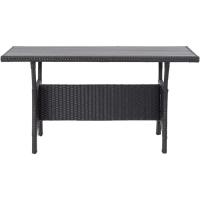 Mesa de Jardín Patio Terraza Balcón Salón Sala de Estar Muebles Mobiliario Soporte Exterior Cocina Ratán Sintético Negro 120x70x66 cm - details 2