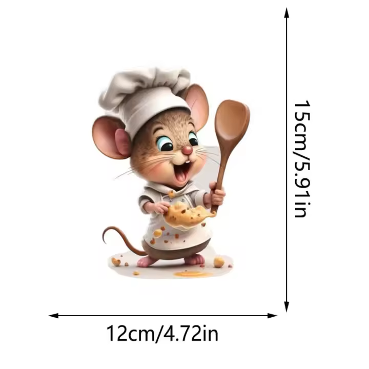 Pegatinas de pared de ratón de dibujos animados decorativas para el hogar, papel tapiz autoadhesivo de PVC, decoración creativa bonita, Mural de cocina - 1