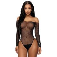 Nueva lencería sexy Babydoll de Grid medias de malla sin tirantes con perspectiva de club perforadas calientes para mujer - details 2