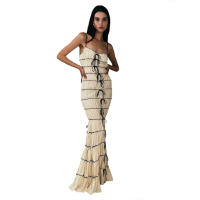 2024 Primavera/Verano ropa de mujer temperamento de nicho estilo socialité francés encaje plisado hasta la cintura vestido con tirantes ceñidos - details 18