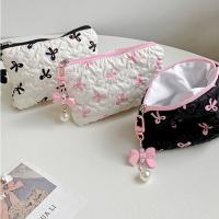 Organizador de maquillaje con lazo colgante, bolsa de cosméticos con cremallera de estilo coreano, bolsa de maquillaje Balletcore, monedero de gran capacidad para estudiante - details 2