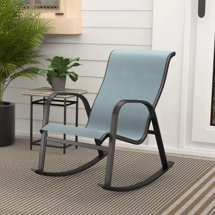 Mecedor de Patio, Resistente a la Intemperie, Ligero, Sillón Relax para Interior, Exterior(Azul, 3PC) - 1