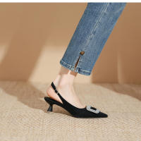 Zapatos de tacón de aguja con diamantes de imitación de metal francés de nuevo estilo para mujer - details 14