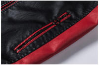 Chaqueta de PU con cuello levantado para moto, abrigo casual Slim, Color lock, - details 13
