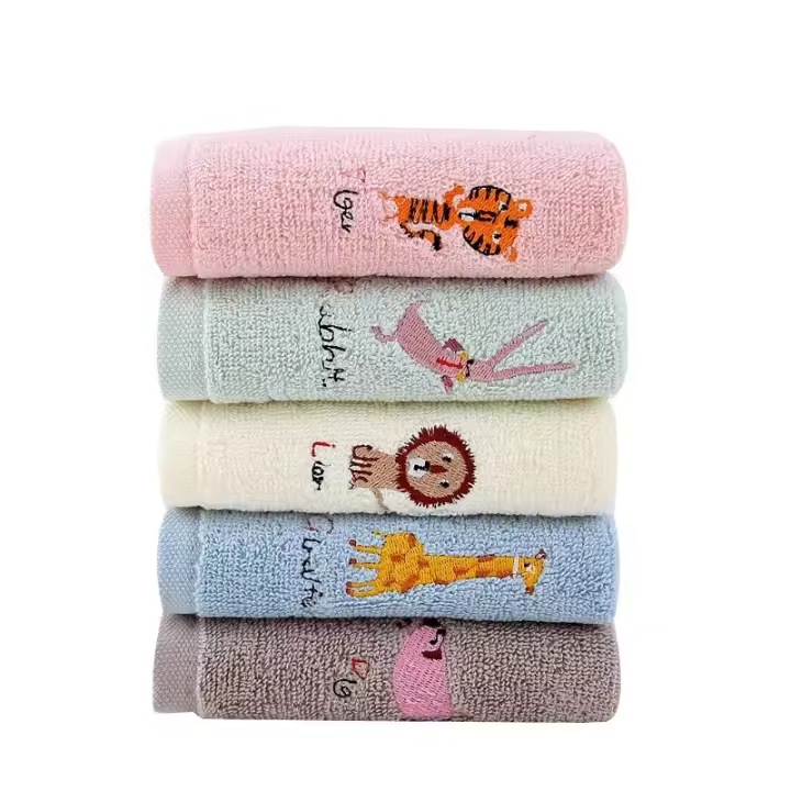 Toallas de algodón con bordado de dibujos animados para niños, suaves, todas las estaciones, adecuadas para hombres y mujeres, 1 unidad - 1