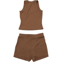 BUNO-chándales informales para Mujer, conjunto de 2 piezas, chalecos cortos elásticos con cuello en U y pantalones cortos acanalados, ropa deportiva concisa para gimnasio - details 70