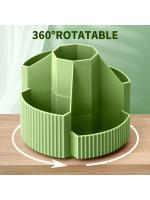 Organizador de papelería de escritorio 5 ranuras caja de almacenamiento de papelería 360 grados giratorio lindo lápiz taza olla para oficina en casa escuela - details 2