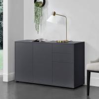 74 x 117 x 36 cm - con 2 Cajones y 3 Puertas - Organizador de Oficina - Aparador - Cajonera Multiusos - Mueble Auxiliar - Efecto Roble Oscuro - Negro - details 11