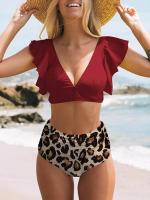 Bikini de cintura alta para mujer TRY JADE Estilo de baño de verano con volantes - details 5