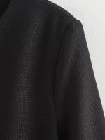 Elegant Black White Jacket For Women Autumn O Neck Long Sleeve Crop Coat Single Breasted With Belt Lady New Outerwear - details 7