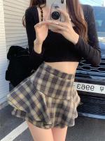 Minifalda escalonada Y2K de cintura alta con volantes y tartán, falda a cuadros, traje estético para mujer - details 27
