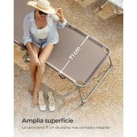 Plegable, Tumbona, 200 x 71 x 38 cm, Capacidad Carga 150 kg, con Parasol y Respaldo reclinable, para jardín, Piscina, terraza, Color Topo GCB022K01 - details 4