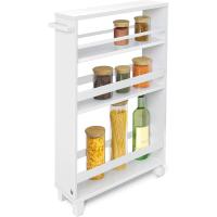 Carrito Auxiliar con Ruedas Hylla Mueble Auxiliar para Almacenamiento Verdulero o Mesa Auxiliar con 2 Ruedas, 2 Piernas, 3 Compartimentos y Superficie - details 4