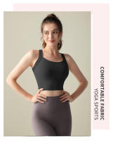 Sujetador deportivo de una pieza con bloques de Color para mujer, sujetador de Yoga para correr de alta intensidad a prueba de golpes, chaleco de Fitness adelgazante de alta elasticidad - details 8