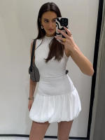 Vestido Mini Dulzura Ribbed Sin Mangas Patchwork Bollo Sólido Espalda Descubierta Cálido Club Streetwear Para Mujer - details 10