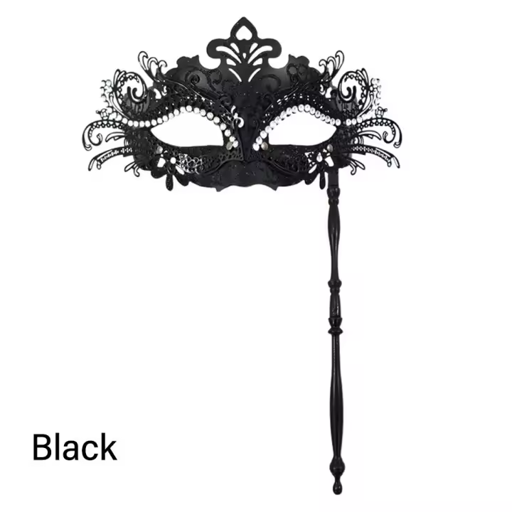 Máscara veneciana de Mardi Gras para fiesta, máscara de disfraz con palo de sujeción para Halloween - 1