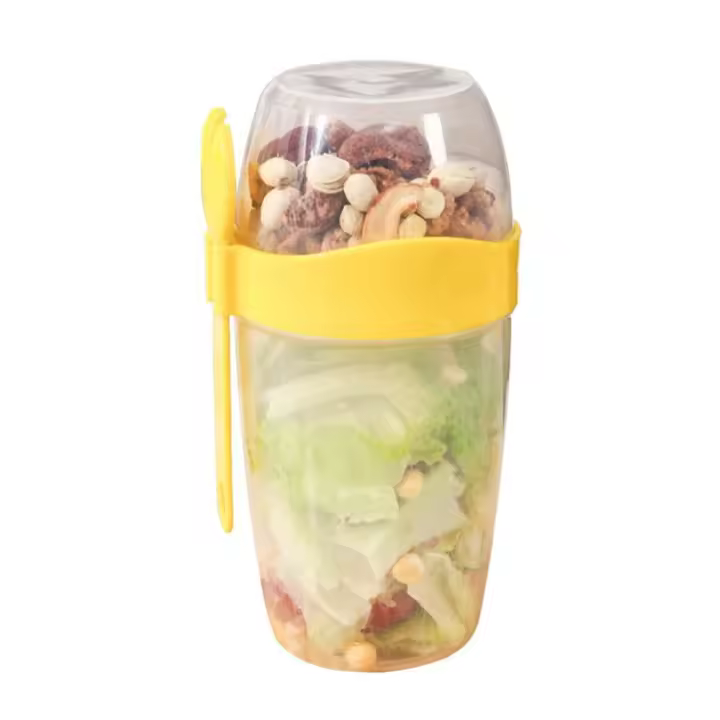 Organización Almacenamiento de cocina Botellas de doble capa de gran capacidad Tarros de taza de comida ligera Taza de ensalada de verduras - 1