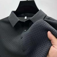 Nueva camisa Polo de color liso, combinada con un tejido vaquero informal de manga corta, cómodo y transpirable, adecuado para el verano - details 6