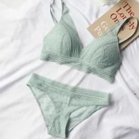 Nueva ropa interior de 4 colores para mujer, Bralette ultrafino sin aros francés, copa triangular de encaje Sexy, conjunto de sujetador de realce, sujetador y bragas de algodón - details 9