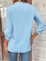 Camisas informales holgadas a rayas para mujer, blusas Vintage a la moda, Tops elegantes para mujer joven, Otoño, 2024 - details 4