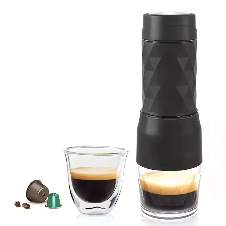 Cafetera portátil 3 en 1, máquina de café expreso de cápsulas manual sin calefacción, no eléctrica, adecuada para cápsulas Nespresso, cápsulas Dolce Gusto y moler café, adecuada para coche, viajes, oficina, camping y senderismo, el mejor regalo - 1