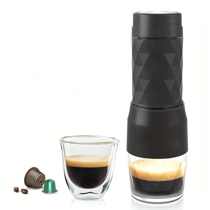 Cafetera portátil 3 en 1, máquina de café expreso de cápsulas manual sin calefacción, no eléctrica, adecuada para cápsulas Nespresso, cápsulas Dolce Gusto y moler café, adecuada para coche, viajes, oficina, camping y senderismo, el mejor regalo - 1