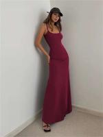Mujer Primavera Verano estilo ceñido al cuerpo y sin mangas Spaghetti Strap Split vestido tubo Vestidos SS161 - details 7