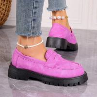 Zapatos de plataforma rosa para mujer, mocasines informales de fondo grueso, color caqui, púrpura - details 32