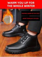 Botas de goma con suela para hombre, zapatos de nieve negros Martin para trabajo, botas de piel hasta el tobillo, botas de moda impermeables para invierno para hombre - details 2