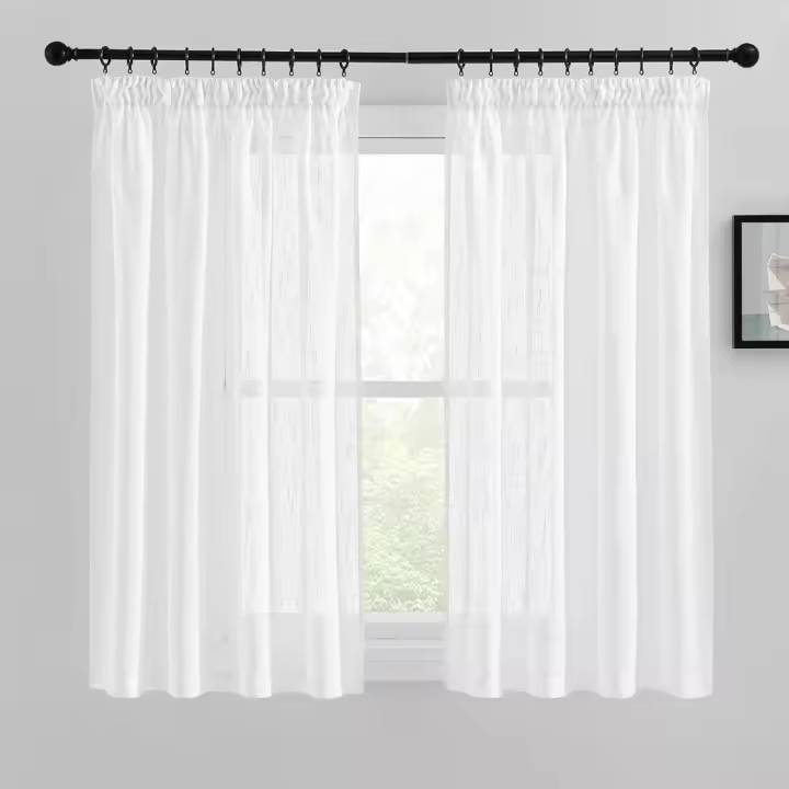 Cortinas de Visillos Translucentes Diseño de Lino para Salón, Dormitorio - 1