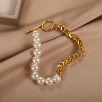 Pulsera de perlas de cadena gruesa de acero inoxidable para mujer, pulsera con hebilla OT, regalos para mujer - details 1
