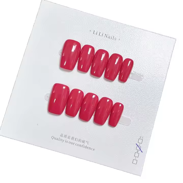 ¡Hechas a Mano! Uñas Postizas Magenta de Verano Inspiradas en la Dopamina, Uñas Artificiales Atractivas y Blanqueadoras - 1