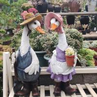 Estatuilla de Pato de Resina Exquisita Adorable Arte Duradero para Jardín Adorno de Granjero - details 0