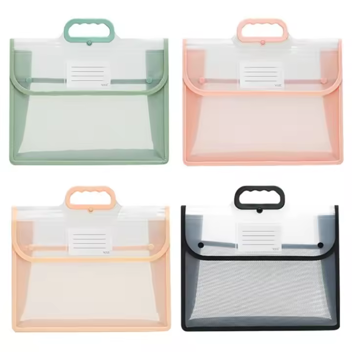 Bolsa de almacenamiento de papel de prueba multifuncional, función de botón, bolsa de documentos de gran capacidad para niños, organizador de papelería portátil de mano - 1