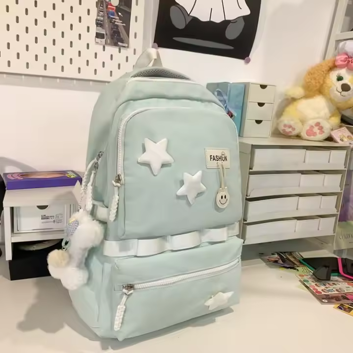 Mochila Escolar de Gran Capacidad Estrella de Cinco Puntas Material de Nylon Para Niñas de Primaria - 1