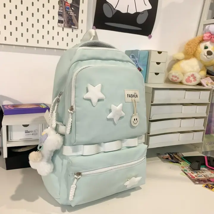 Mochila Escolar de Gran Capacidad Estrella de Cinco Puntas Material de Nylon Para Niñas de Primaria - 1