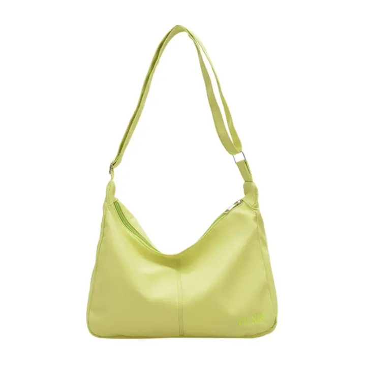 Bolso bandolera de lona informal de gran capacidad, bolso de hombro ligero de Color sólido, bolso Hobo con cremallera, trabajo - 1