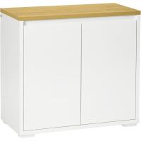 Taburete de Almacenamiento de Armario de Sala con 3 Puertas Estante Ajustable para Cocina Blanco - details 9
