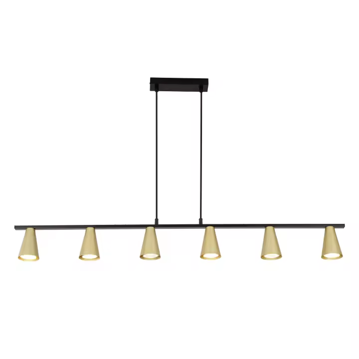 CBJKTX Lámpara Colgante Lámpara Colgante para Mesa de Comedor GU10: Lámpara de Comedor de 6 Bombillas en Metal Dorado Negro Industrial Moderno - 1